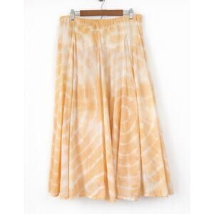 Soft Surroundings Peach Tie Dye Maxi Skirt Elastic Waist Cotton Size L